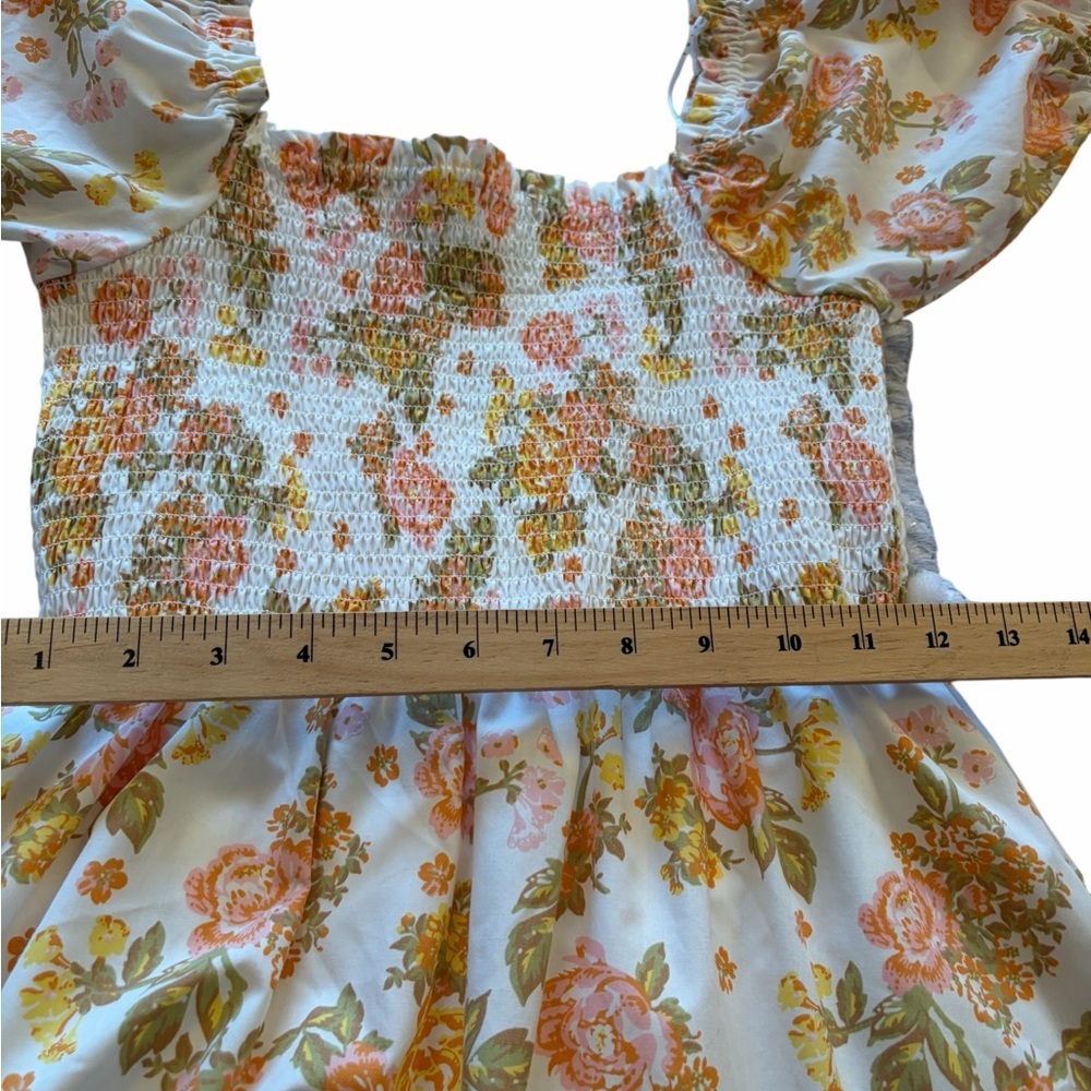 Floral Smocked Dress with Puff Sleeves by TWIK-Size Medium - Picture 9 of 12